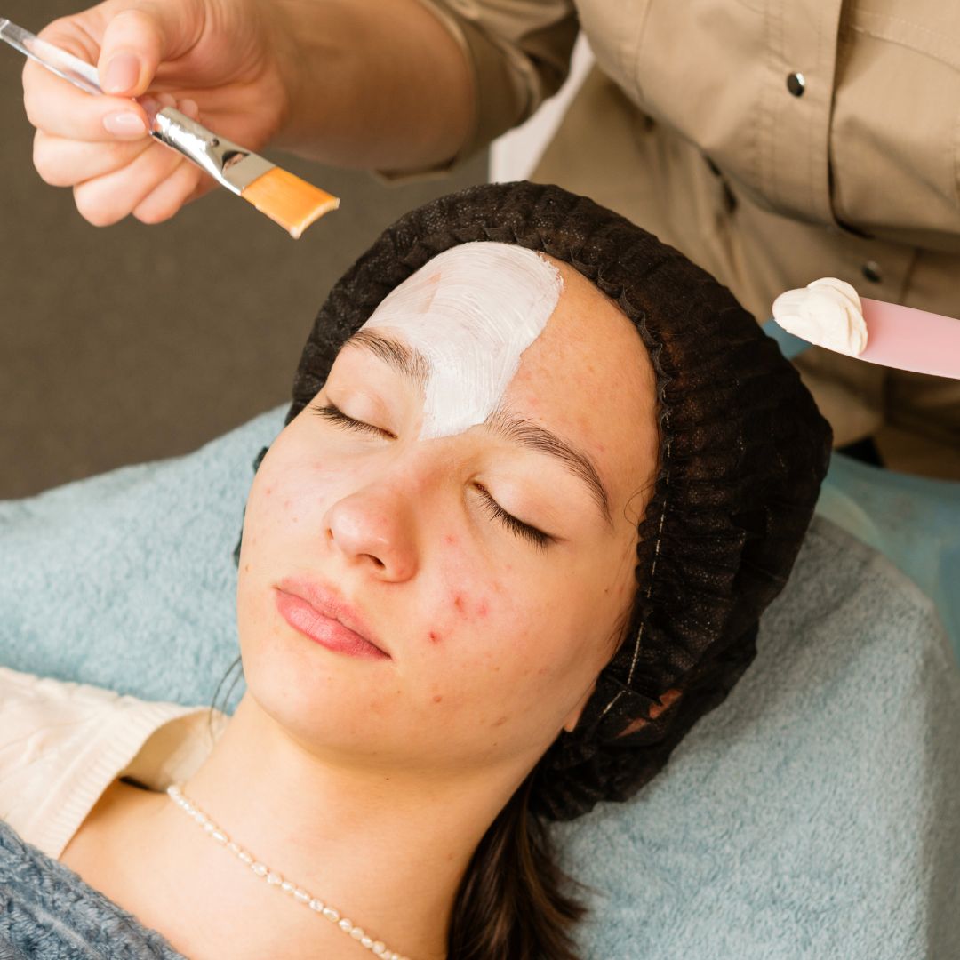 Teenager getting a facial