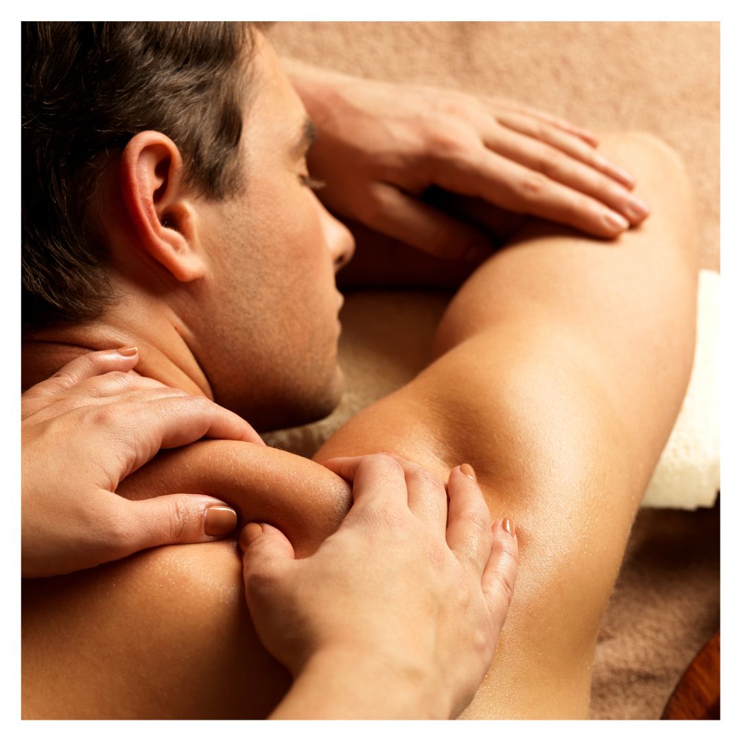 a man getting a shoulder massage